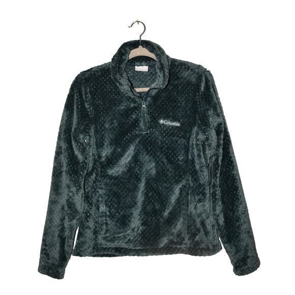 COLUMBIA $75 Beech Forest Green‎ 1/4 Zip Plush Fleece Pullover Small - Picture 1 of 4